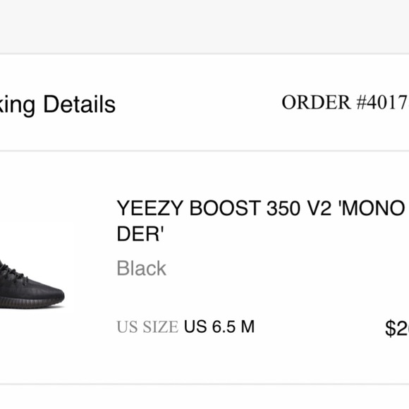 YEEZY BOOST 350 BLACK MENS SZ 6 WOMENS SZ 8 GOOD CONDITION INCLUDES ORDER INFO - Picture 7 of 7